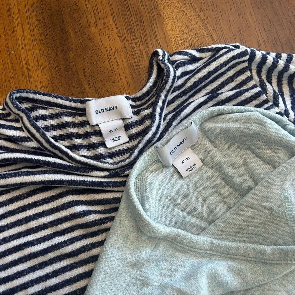 Old Navy Soft Knit Rolled Cuff Sleeve Tops Girl XS | 2-Pack Casual Lounge Bundle